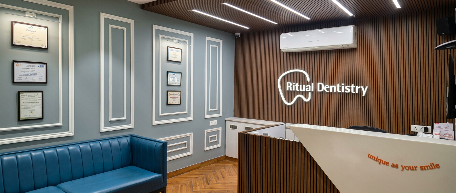 Ritual Dentistry reception with illuminated wall signage