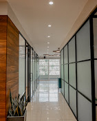 Elegant corridor connecting treatment suites